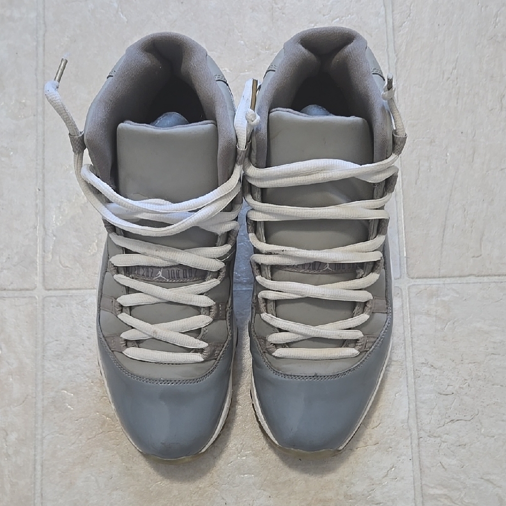 Gray High-Top Sneakers with White Laces